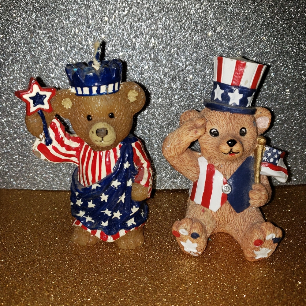 Claire's Bears Vintage 4th of July Candle & Figure
